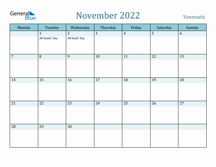 November 2022 Calendar with Holidays