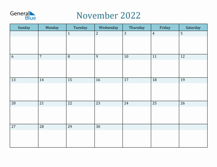 November 2022 Printable Calendar