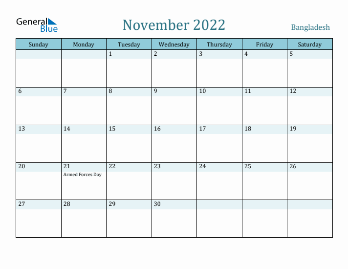 November 2022 Calendar with Holidays