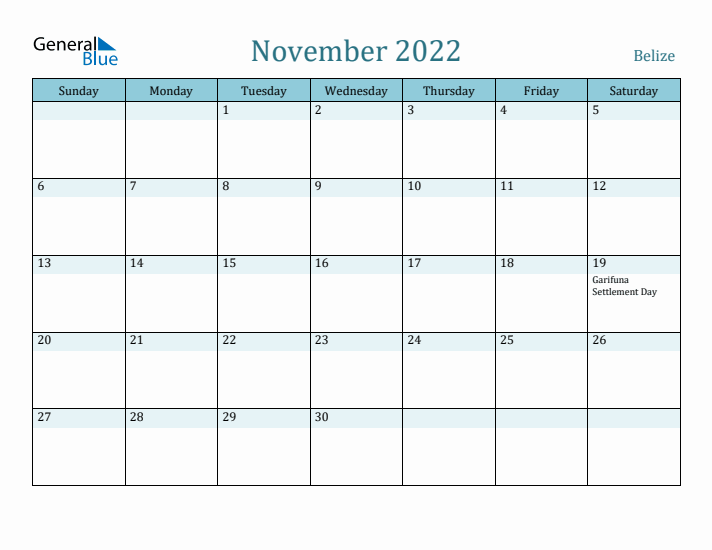 November 2022 Calendar with Holidays