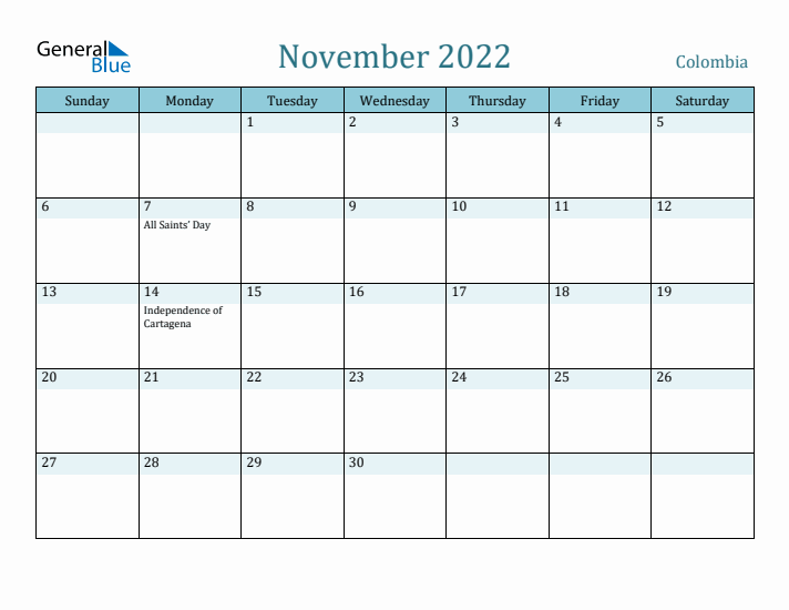 November 2022 Calendar with Holidays