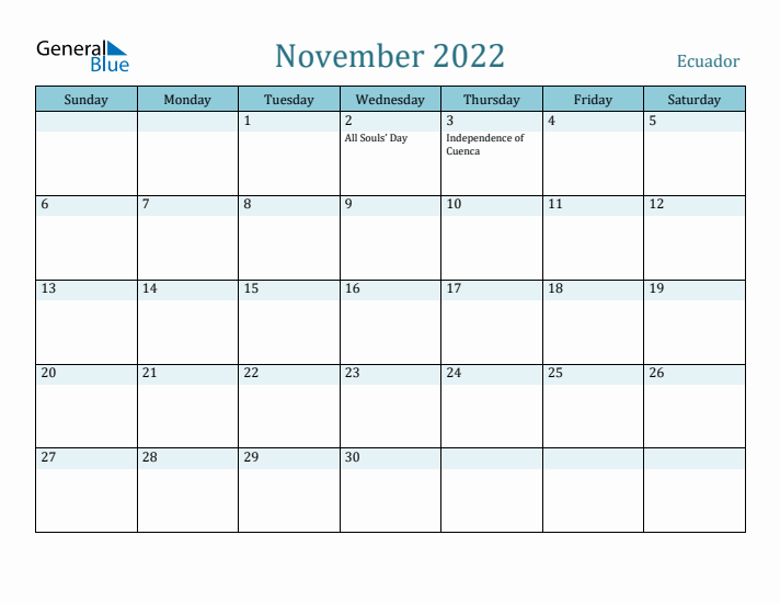 November 2022 Calendar with Holidays