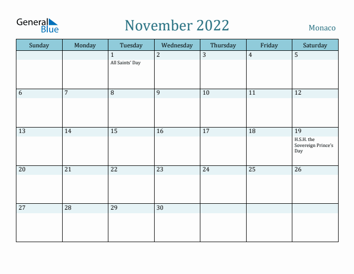 November 2022 Calendar with Holidays