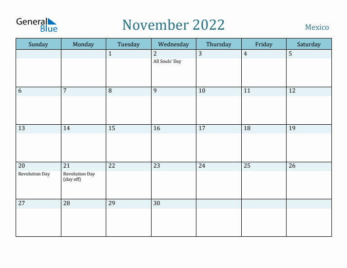 November 2022 Calendar with Holidays