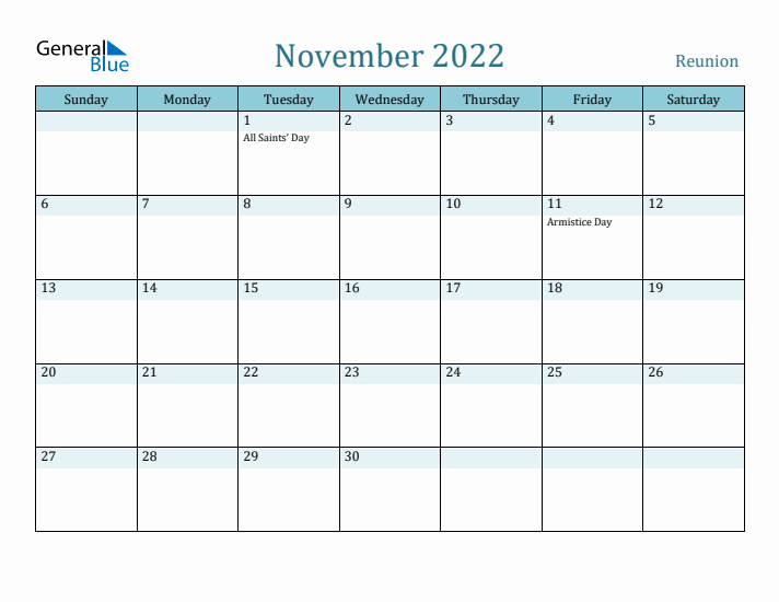 November 2022 Calendar with Holidays