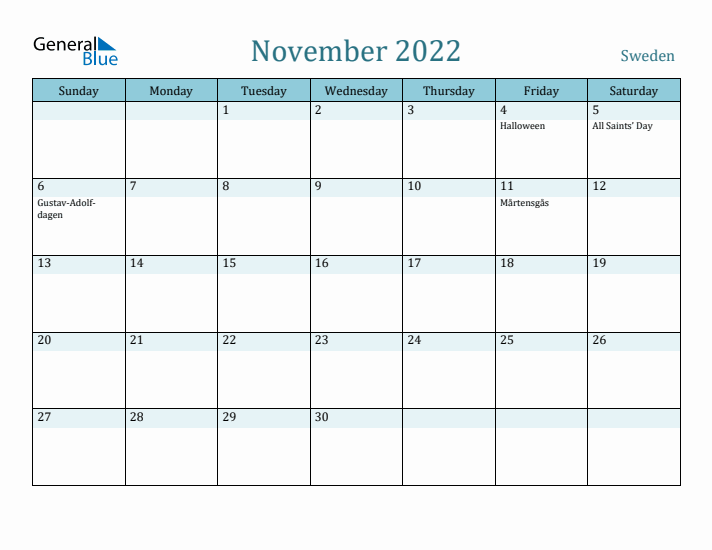 November 2022 Calendar with Holidays