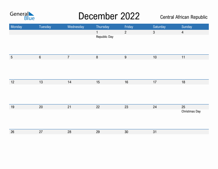 Fillable December 2022 Calendar