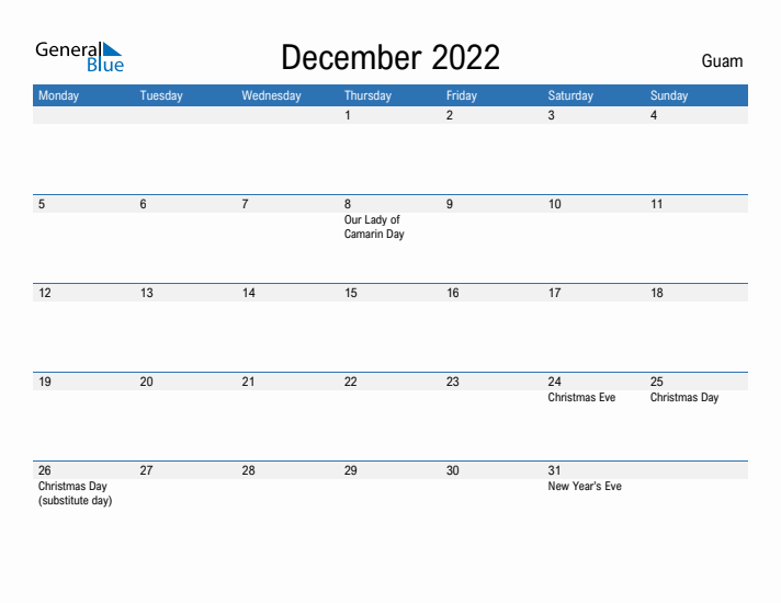 Fillable December 2022 Calendar