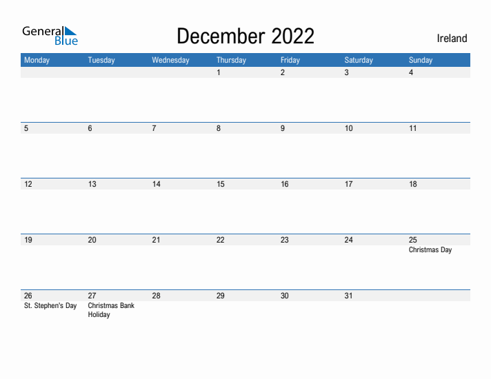 Fillable December 2022 Calendar