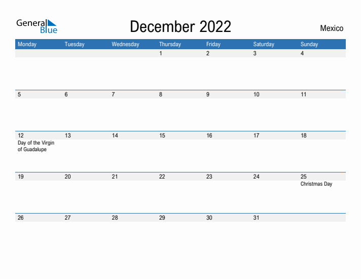 Fillable December 2022 Calendar