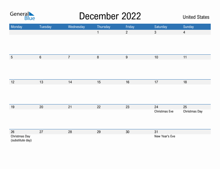 Fillable December 2022 Calendar