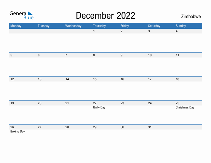 Fillable December 2022 Calendar