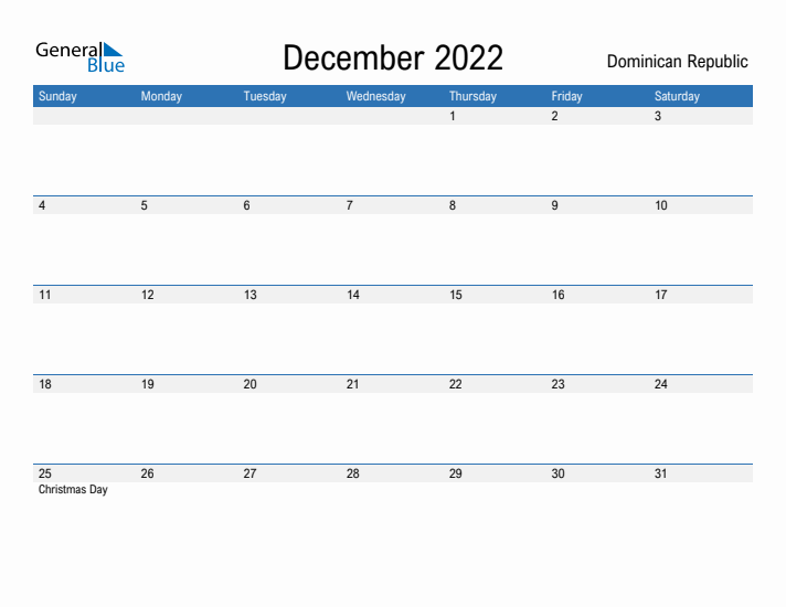 Fillable December 2022 Calendar