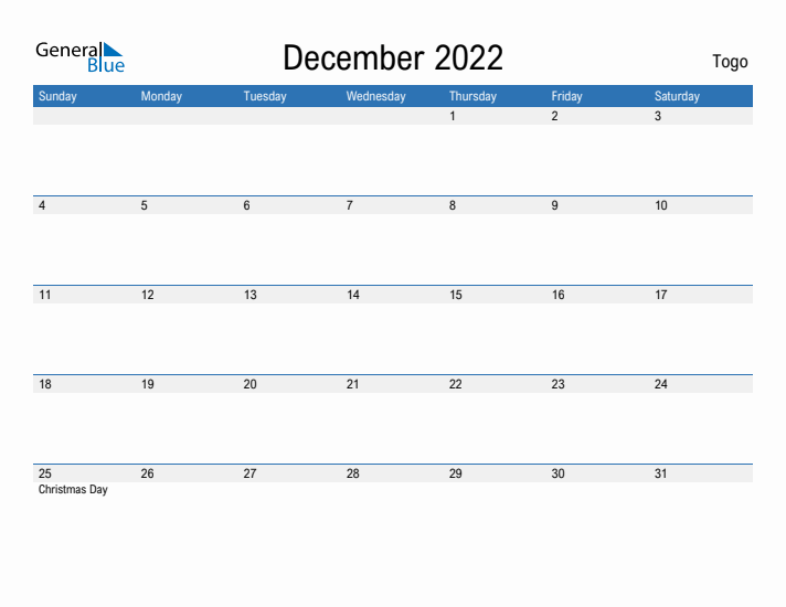 Fillable December 2022 Calendar