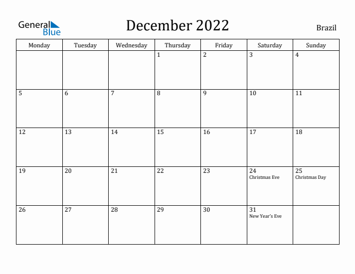 December 2022 Calendar Brazil