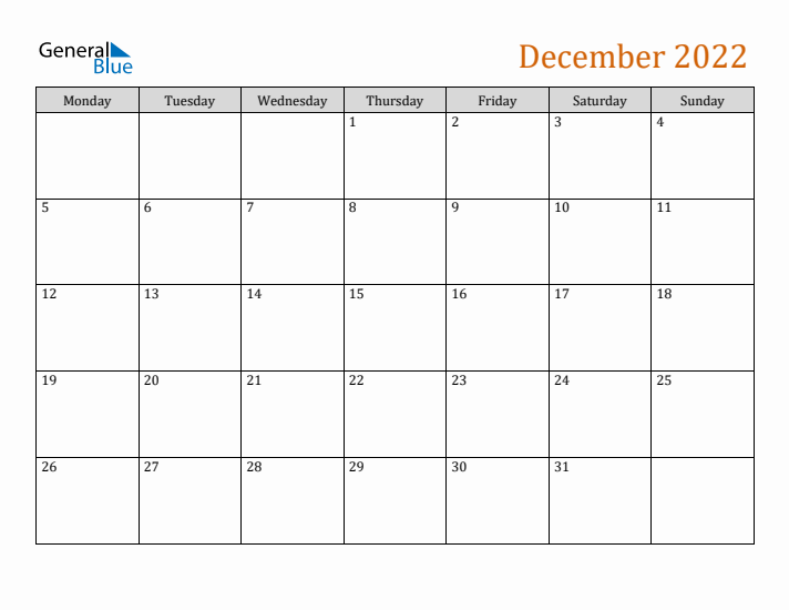 Editable December 2022 Calendar