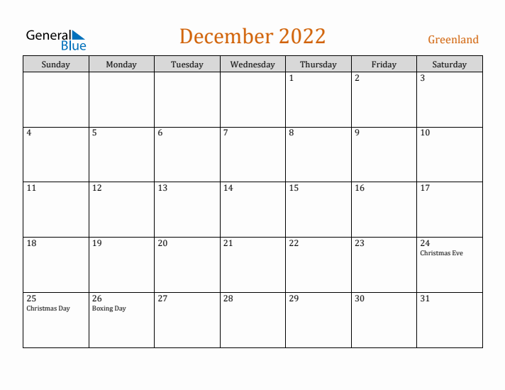 December 2022 Holiday Calendar with Sunday Start