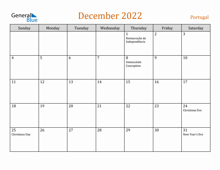 December 2022 Holiday Calendar with Sunday Start