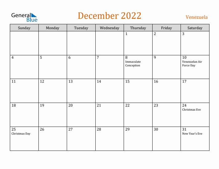 December 2022 Holiday Calendar with Sunday Start