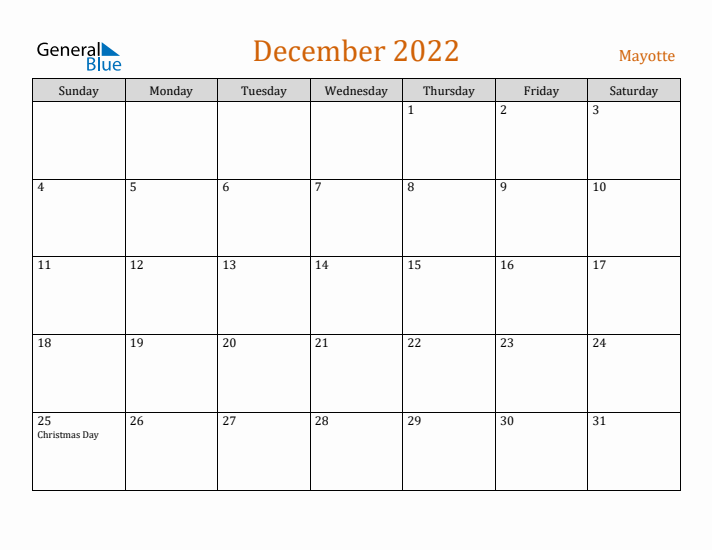 December 2022 Holiday Calendar with Sunday Start