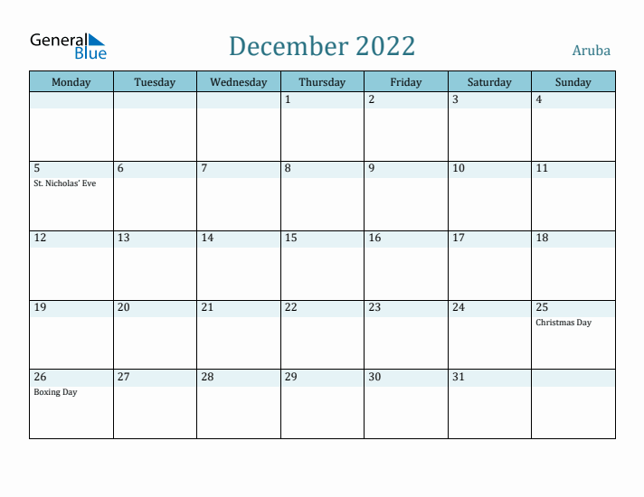 December 2022 Calendar with Holidays