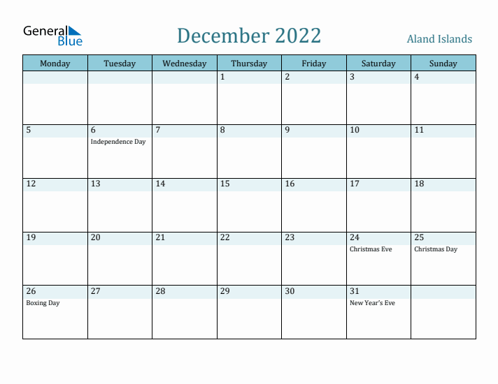 December 2022 Calendar with Holidays