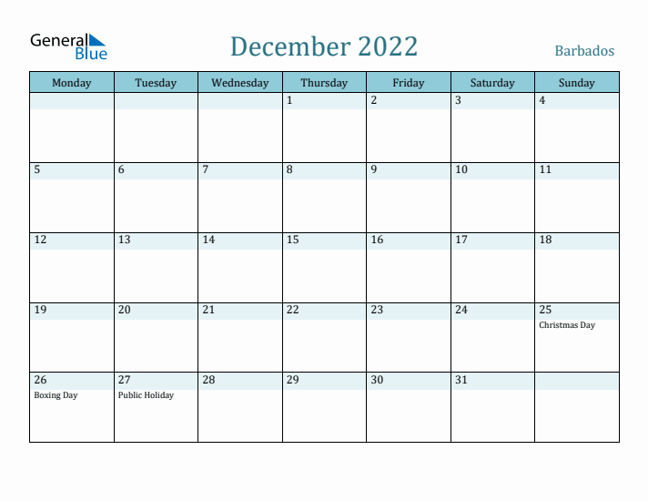 December 2022 Calendar with Holidays