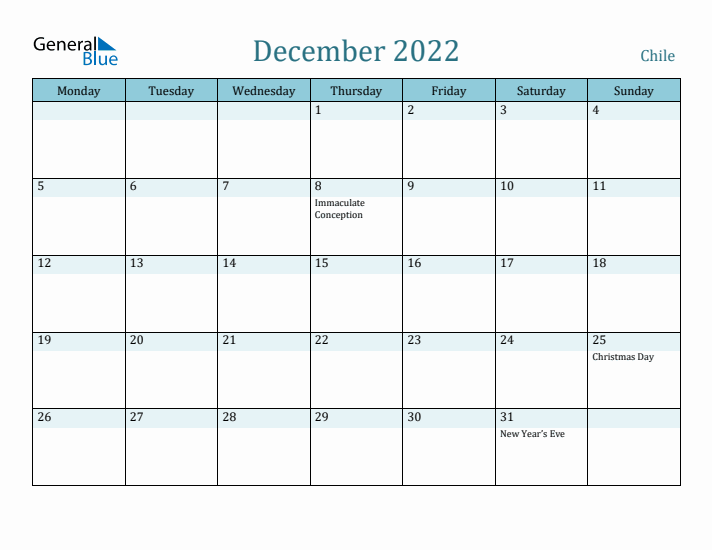 December 2022 Calendar with Holidays