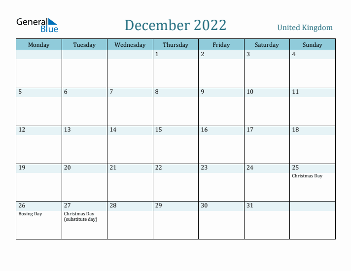 December 2022 Calendar with Holidays