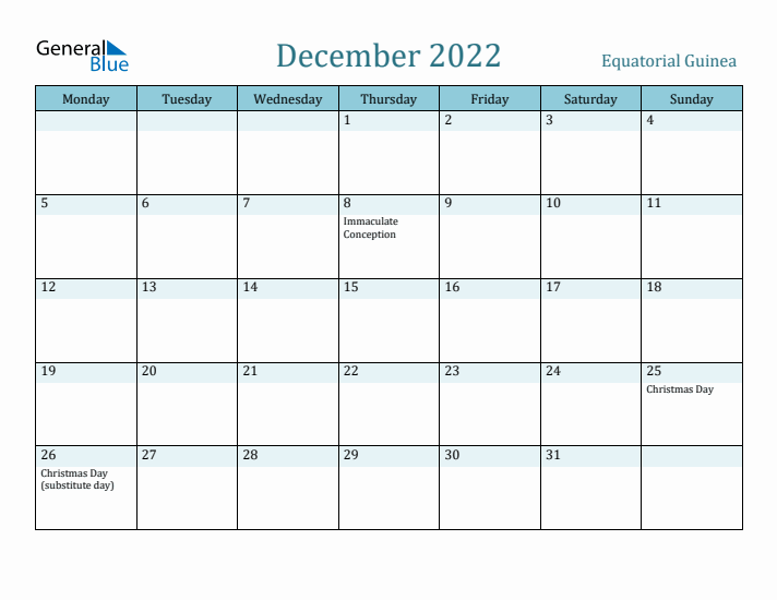 December 2022 Calendar with Holidays