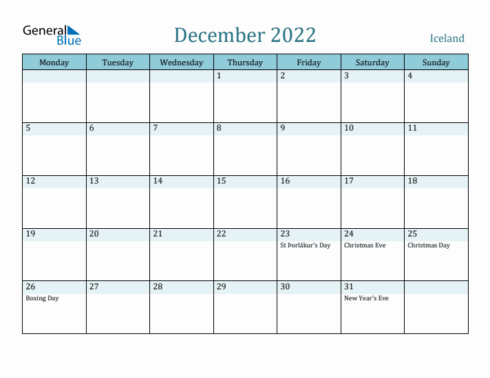 December 2022 Calendar with Holidays