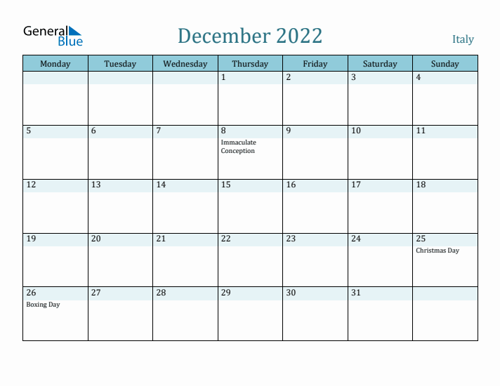 December 2022 Calendar with Holidays