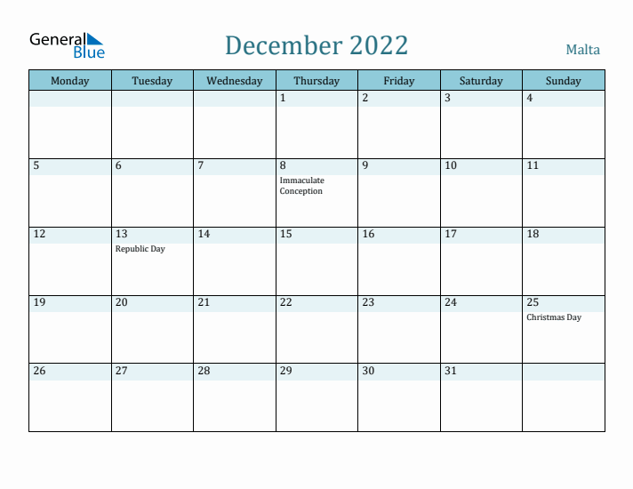 December 2022 Calendar with Holidays