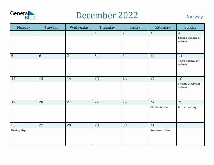 December 2022 Calendar with Holidays