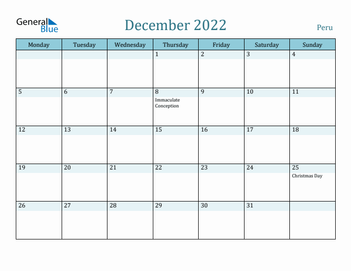 December 2022 Calendar with Holidays