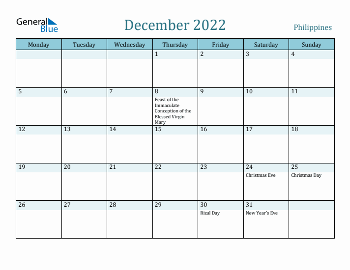 December 2022 Calendar with Holidays