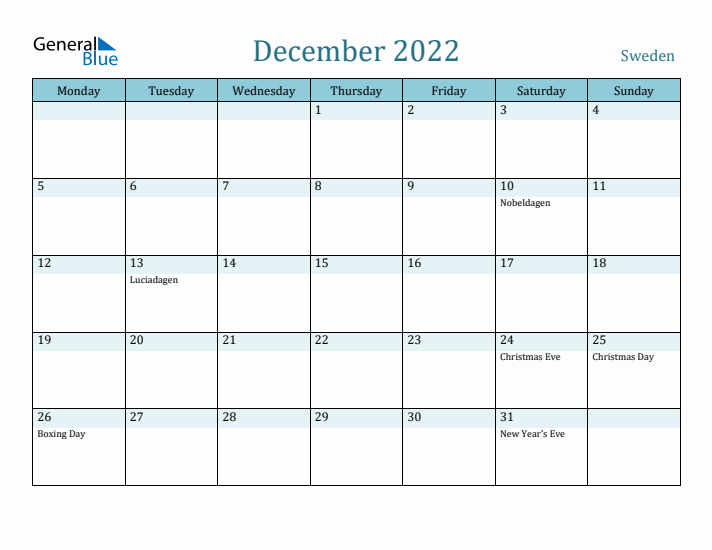 December 2022 Calendar with Holidays