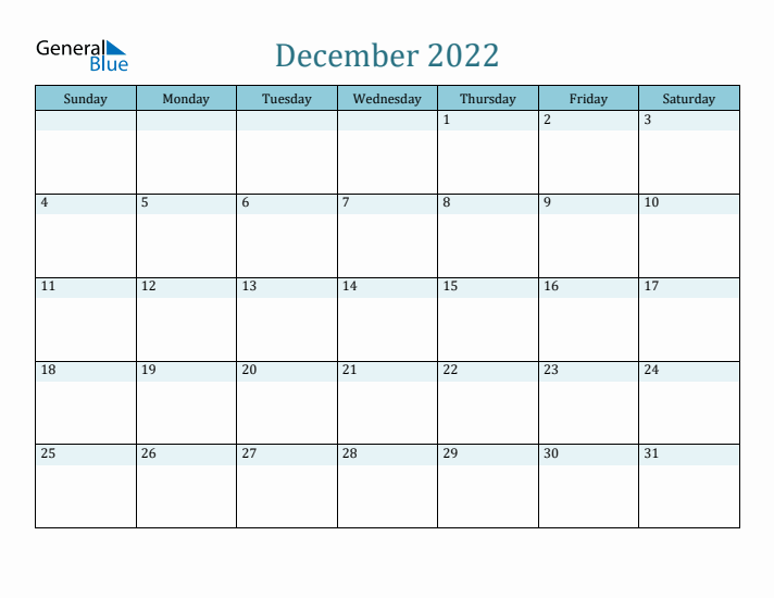 December 2022 Printable Calendar