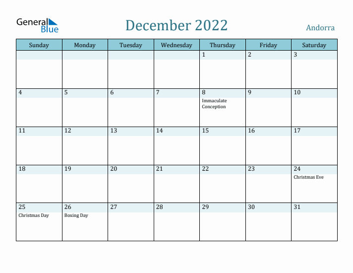 December 2022 Calendar with Holidays