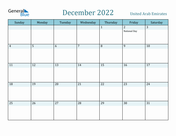 December 2022 Calendar with Holidays