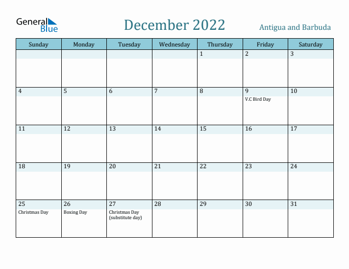 December 2022 Calendar with Holidays