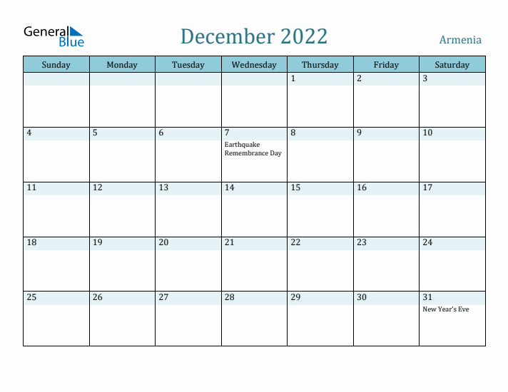 December 2022 Calendar with Holidays