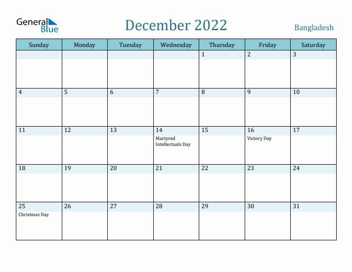 December 2022 Calendar with Holidays