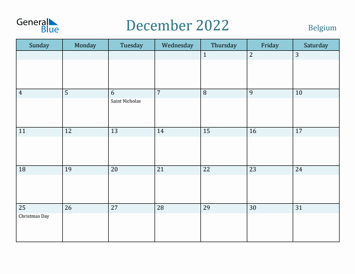 December 2022 Calendar with Holidays