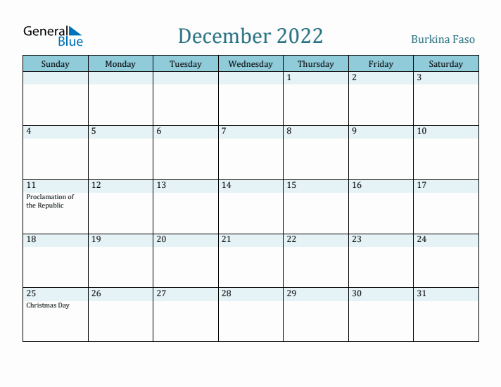 December 2022 Calendar with Holidays