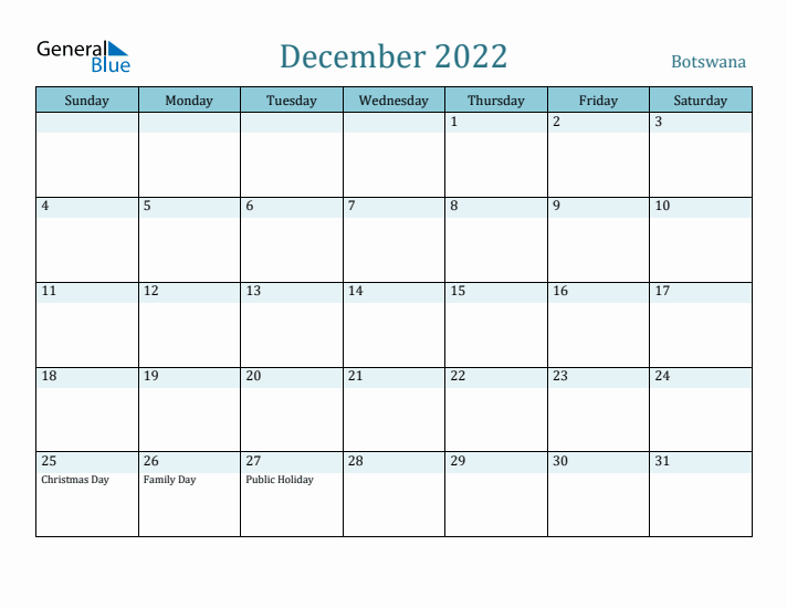 December 2022 Calendar with Holidays