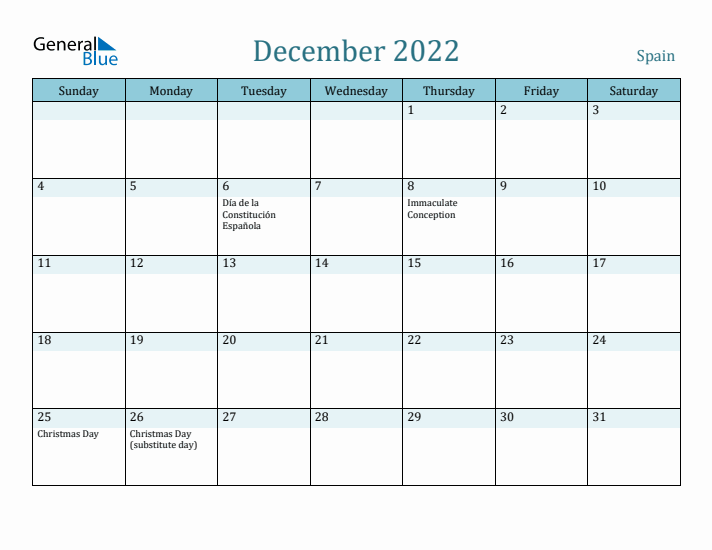 December 2022 Calendar with Holidays