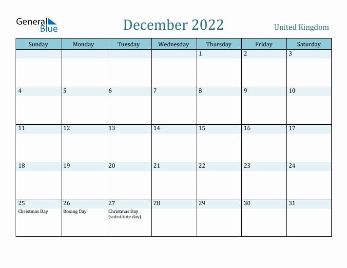 December 2022 Calendar with Holidays