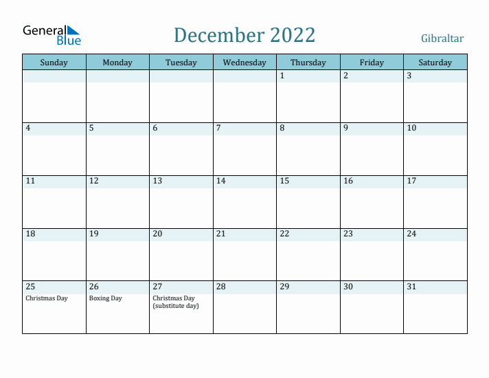 December 2022 Calendar with Holidays