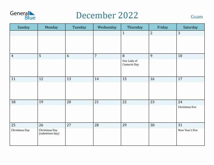 December 2022 Calendar with Holidays